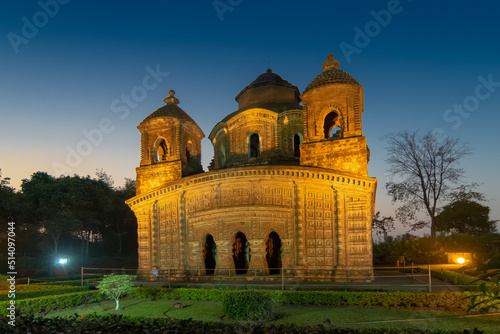 Canvas Print Shyam Rai Temple of Bishnupur , West Bengal, India in blue hour - one in Archaeological Survey of India's list