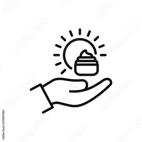 Sunblock lotion cream icon line style isolated on white background. Vector illustration