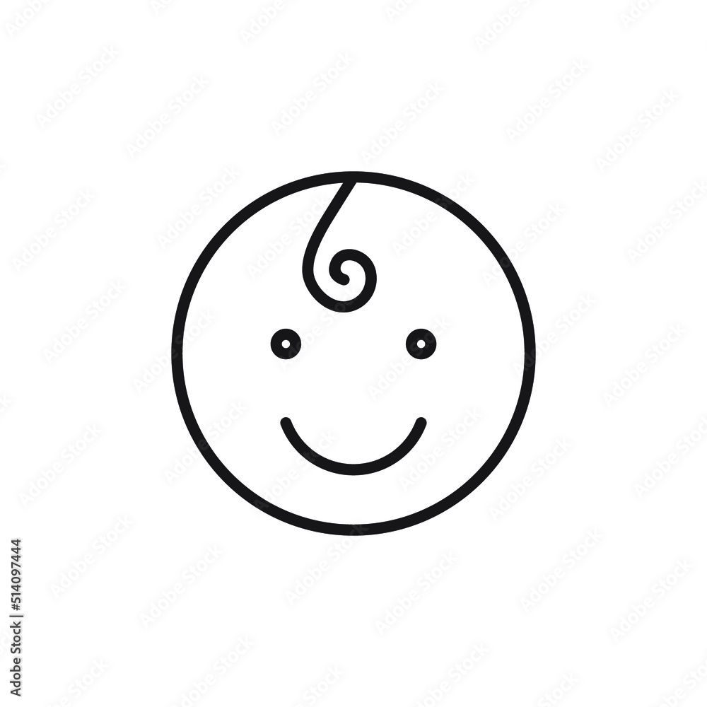 Fototapeta premium Cute baby face thin line icon. Line symbol little boy for the design of children's webstie and mobile applications. Outline kid pictograms