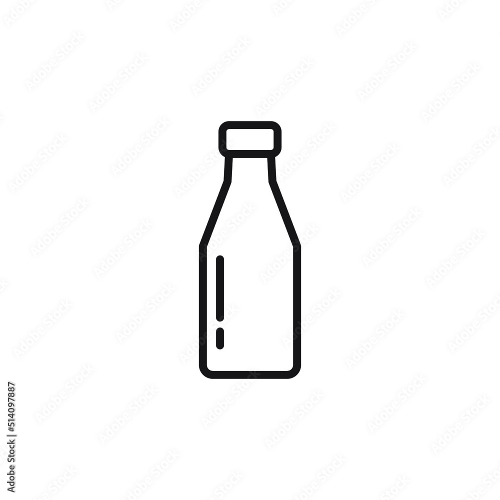 Milk bottle vector icon. solid line flat design icon isolated on white background Milk bottle vector icon. solid line flat design icon isolated on white background
