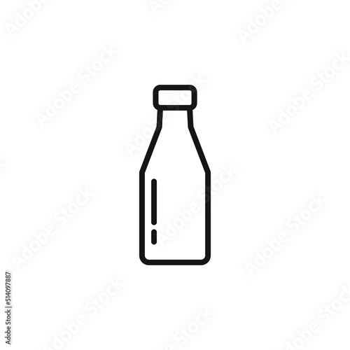 Milk bottle vector icon. solid line flat design icon isolated on white background