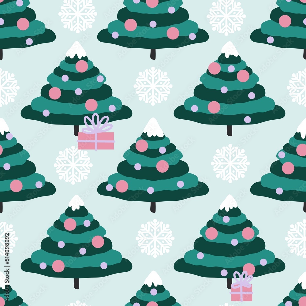 Winter seamless Christmas trees pattern for wrapping paper and kids and fabrics and new year gifts and hobbies Winter seamless Christmas trees pattern for wrapping paper and kids and fabrics and new year gifts and hobbies