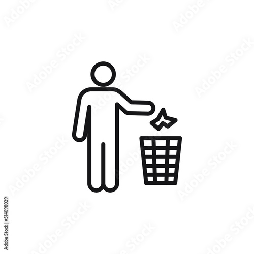 Linear trash icon from Behavior outline set. Thin line throwing garbage vector isolated on white background