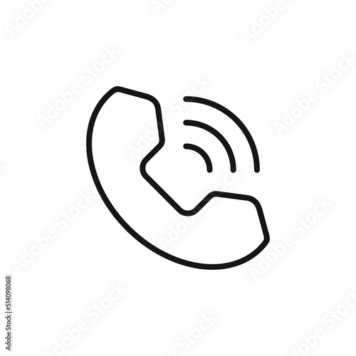 One line drawing of a telephone receiver isolated vector object. Phone icon on a white background. Illustration for banner, web, design element, template, business card