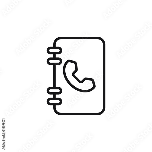 Book contact icon. linear style sign for mobile concept and web design. Phonebook outline vector icon. Symbol, logo illustration. Pixel perfect vector graphics