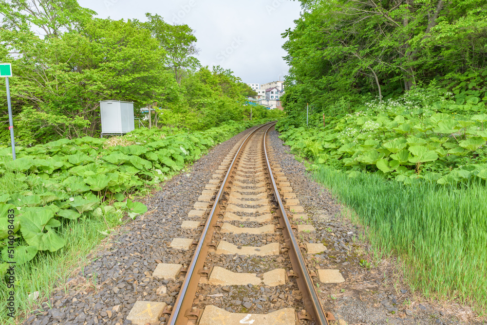 Landscape of railway in Hokkaido, Japan Landscape of railway in Hokkaido, Japan