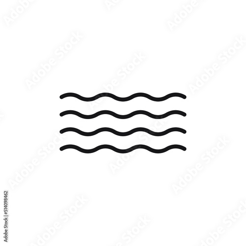 Ocean wave icon, water logo, ocean symbol outline in vector flat style, line vector