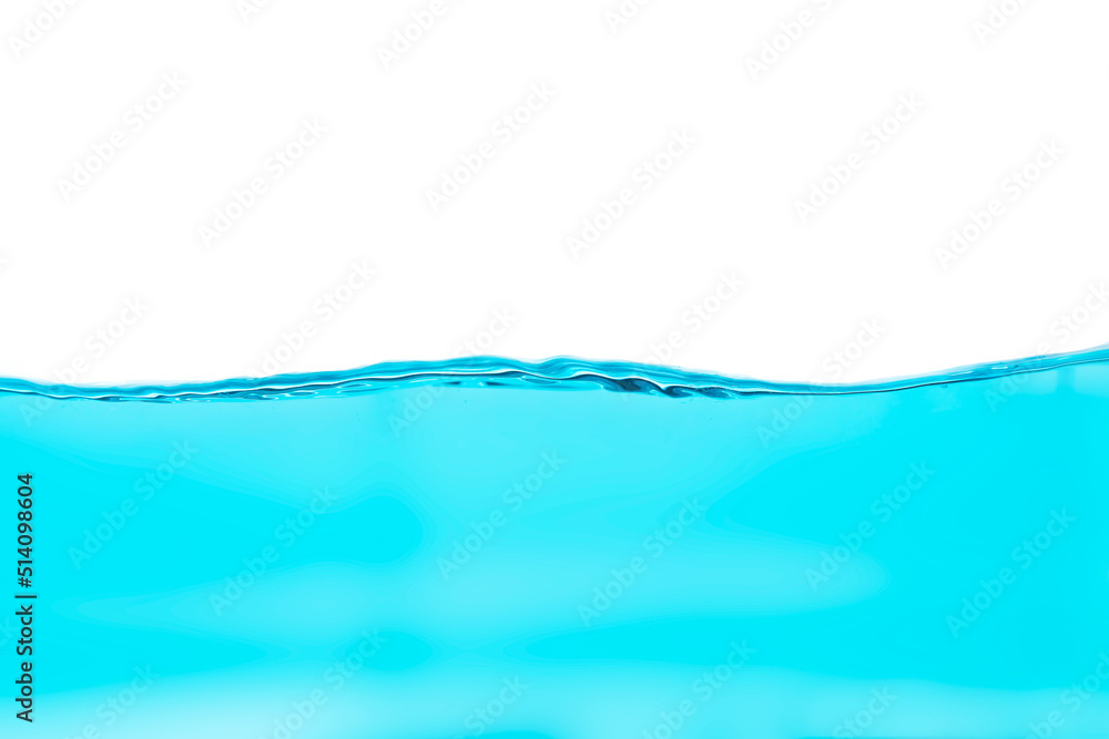 Blue water wave surface and air bubbles on white background. Blue water wave surface and air bubbles on white background.