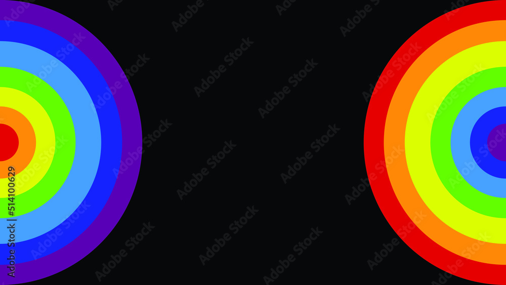 Obraz premium Pride month concept. Abstract rainbow background. LGBT pride colorful spectrum on left side and right side isolated on black background.