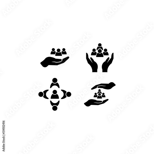 Group of people protected icon logo, vector design