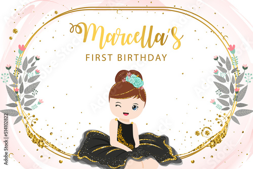 First banner design with cute ballerina
