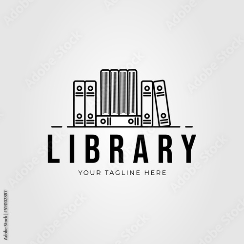 pile of book education in the library logo vector illustration design