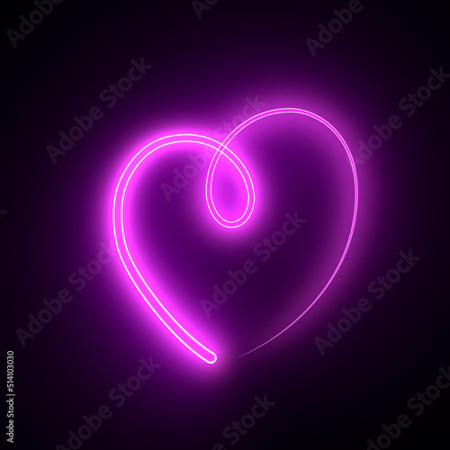 neon heart on dark backgrou...