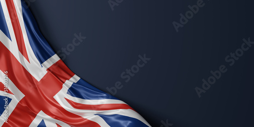 Fotografia United kingdom flag on blue background with copy space 3D render