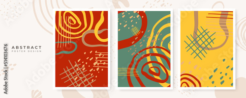 Trendy set of abstract creative minimal artistic hand painted compositions. vector illustration