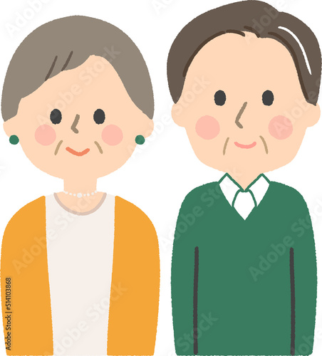 笑顔の老夫婦上半身