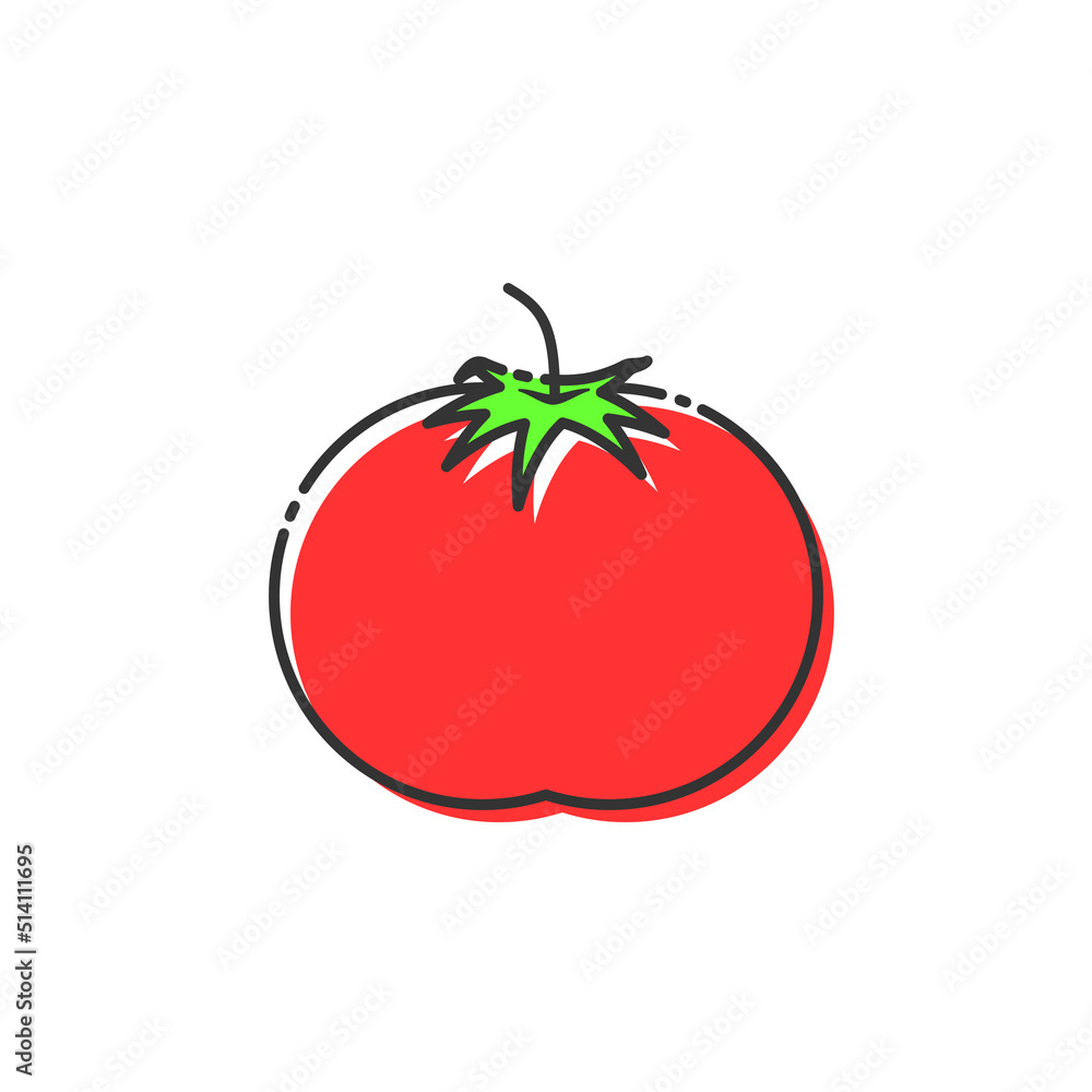 Tomato vector isolated. Cartoon Tomato icon on white background Tomato vector isolated. Cartoon Tomato icon on white background