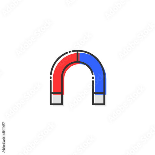 Magnet Vector Icon Illustration. Horseshoe Magnet, Flat Icon