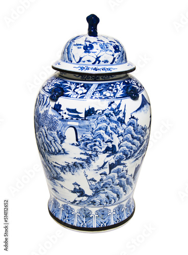 jar porcelain chinese style pottery porcelain on white background