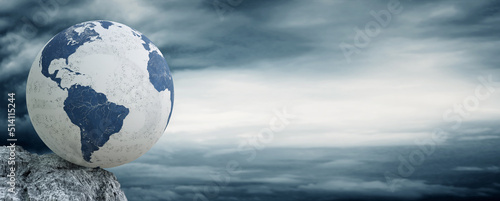 Econimical crisis concept. Spread in the world, economy is down. 3d illustration