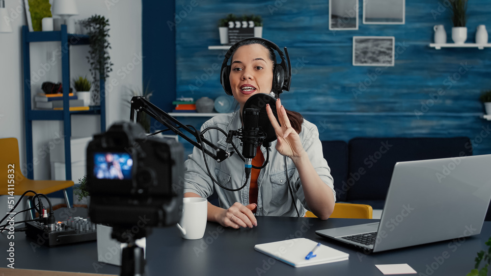 Famous internet podcaster getting ready for streaming while starting to ...