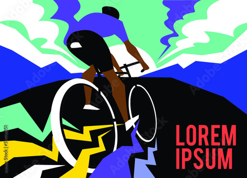 Riding bicycle mountain vector illustration