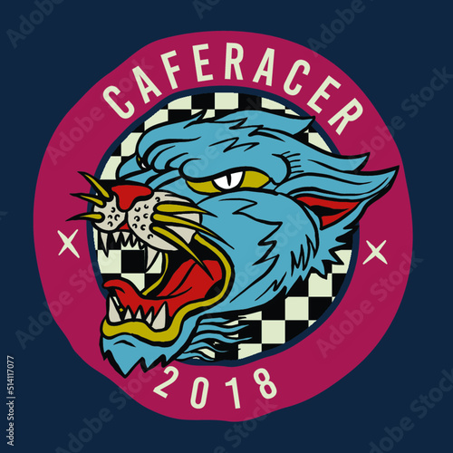 riding cafe racer motorcycle vintage design illustration helmet
