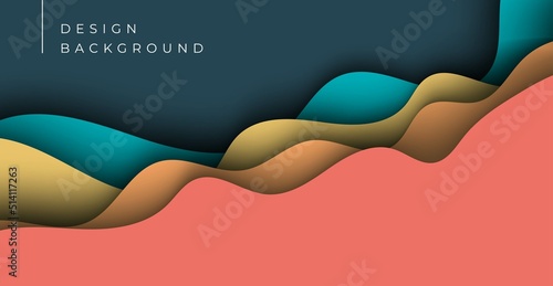 Multi layers soft colorful texture 3D papercut layers in gradient vector banner. Abstract paper cut art background design for website template. Topography map concept or smooth origami paper cut