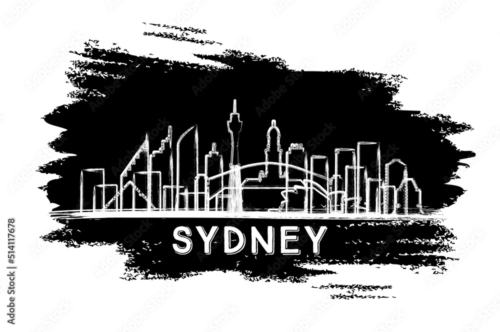 Sydney Australia City Skyline Silhouette. Hand Drawn Sketch.