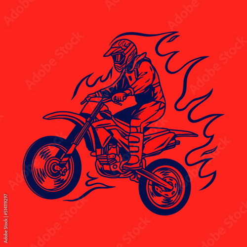 Supermoto Rider Ride a Supermoto Bike Illustration