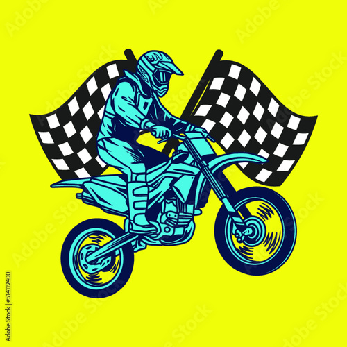Supermoto Rider Ride a Supermoto Bike Illustration