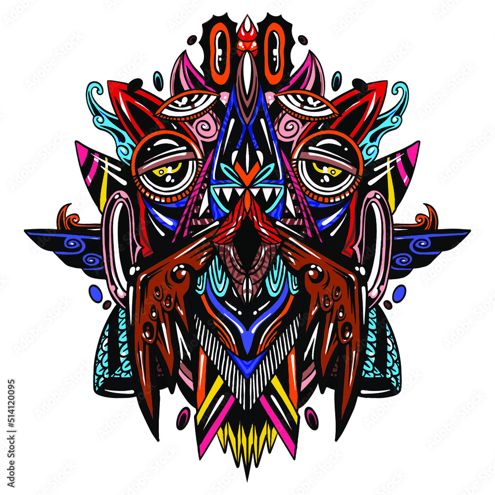 Totem Character Pattern Design Illustration for Print Art, Poster, Flyer and Banner