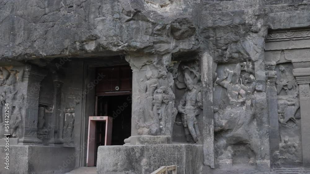 Sculptures of different gods made over walls of ellora caves Sculptures of different gods made over walls of ellora caves