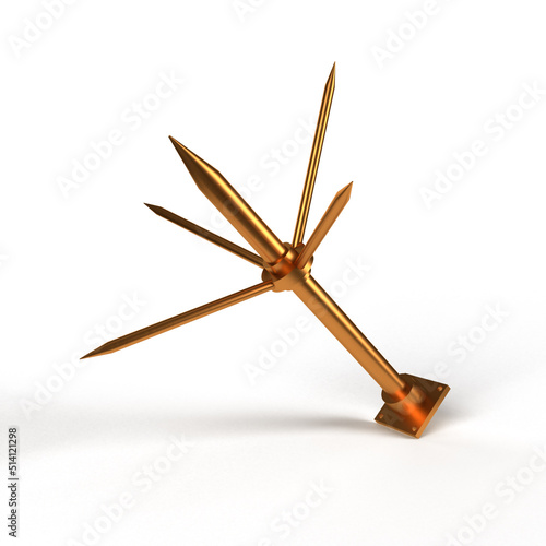Slika na platnu Copper Lightning Arrester 3d rendering with Earthing Rod, home lightning protect