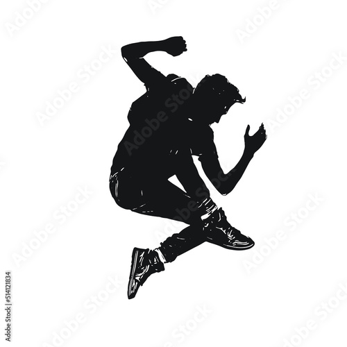 jumping man vector, silhouette of jumping boy, Dancing man illustration