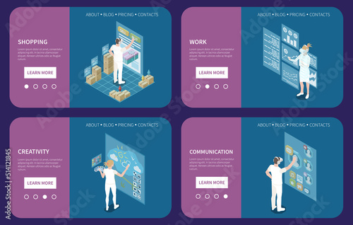 Metaverse Isometric Banners Set