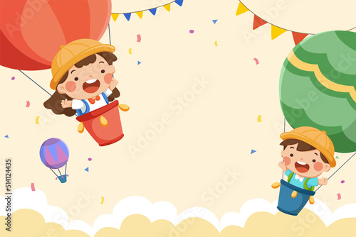School kid riding hot air balloons