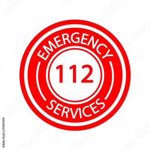 112 emergency call services flat icon vector illustation