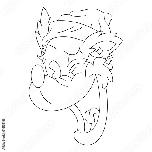 coloring illustration of cartoon winking dog 