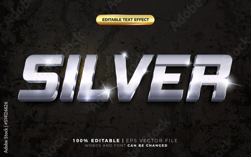 3d luxury silver sparkle text style effect template editable text effect