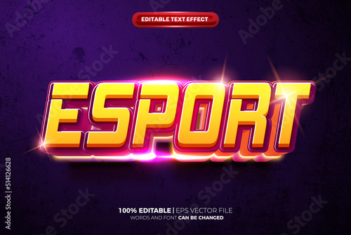 esport glow logo template 3D Editable text Effect Style on grunge wall background