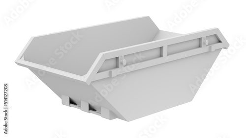 Clay render of waste skip container - 3D illustration photo