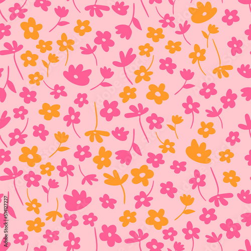 Wallpaper Mural Ditsy floral vintage seamless pattern. Cute fashion print with small hand drawn flowers. Retro botanical vector background Torontodigital.ca