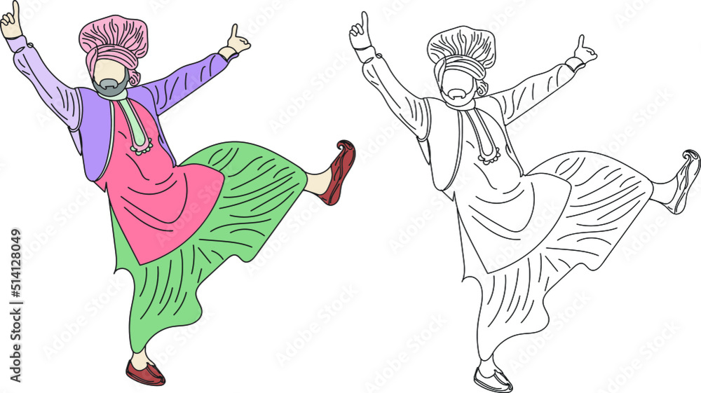 Punjabi bhangra dancer in harvest festival Lohari vector illustration  5185960 Vector Art at Vecteezy