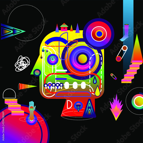 Abstract composition. Modern vector front page art. Human icon. Ad flyer