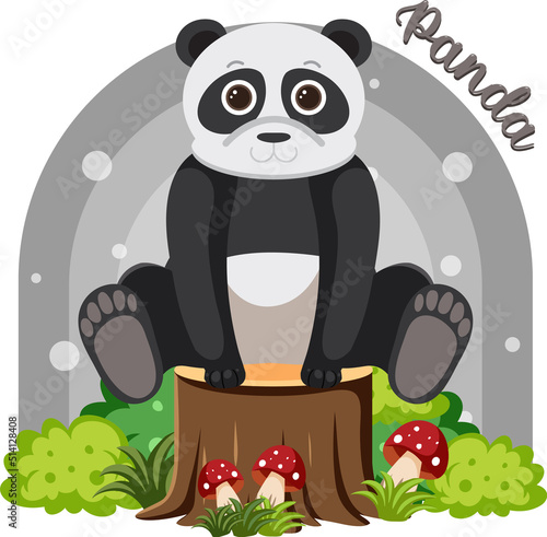 Fototapeta Naklejka Na Ścianę i Meble -  Cute panda in cartoon flat style