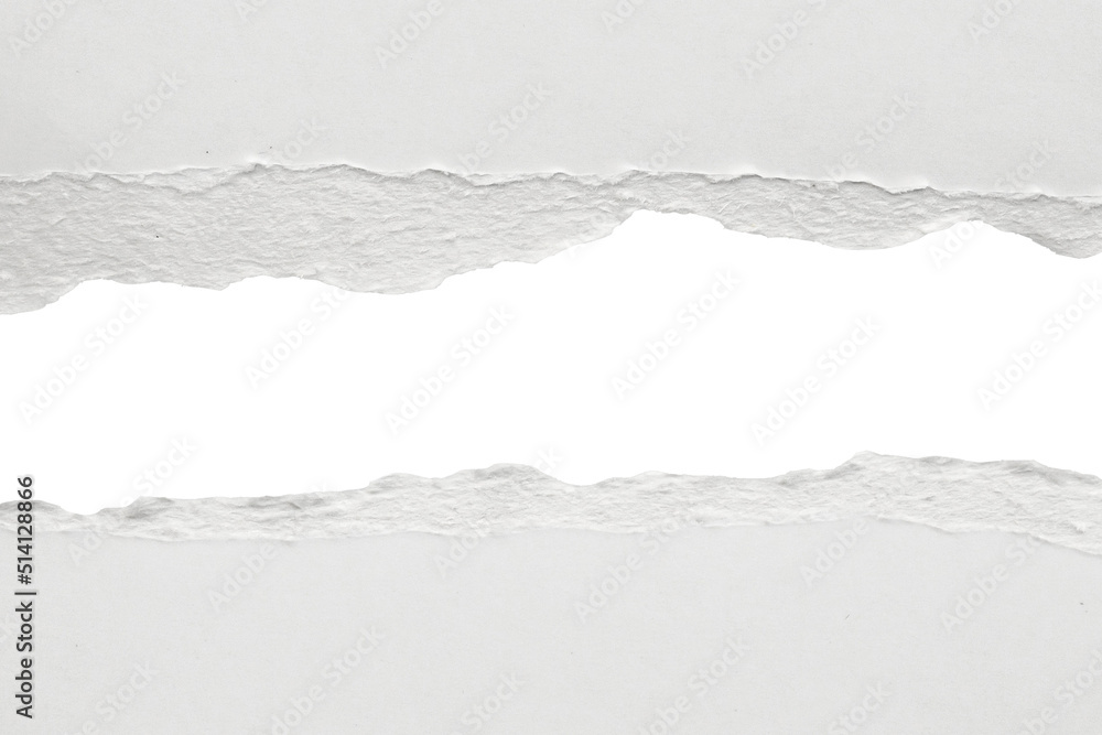 Obraz premium White ripped paper torn edges strips isolated on white background