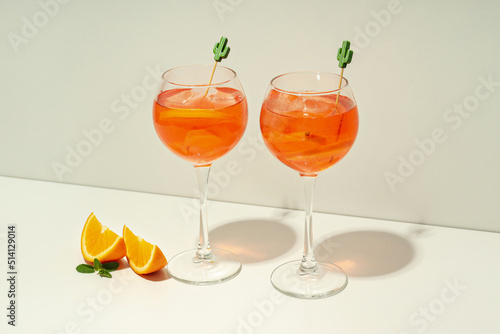 Concept of fresh summer cocktail, Aperol Spritz