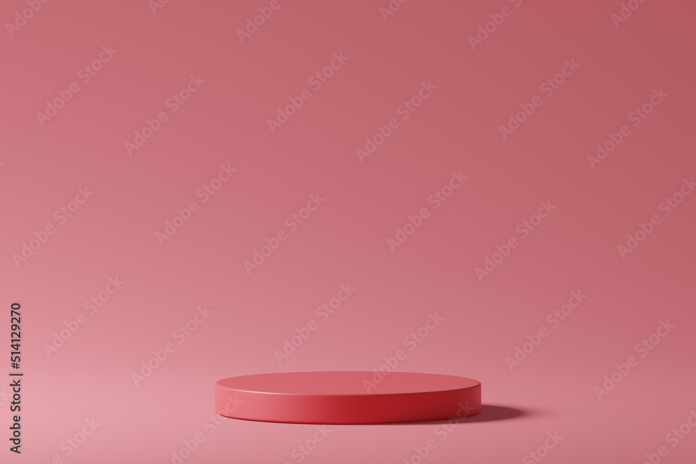 3d pink cylinder podium pedestal product display on pink background. 3d render illustration. 3d pink cylinder podium pedestal product display on pink background. 3d render illustration.