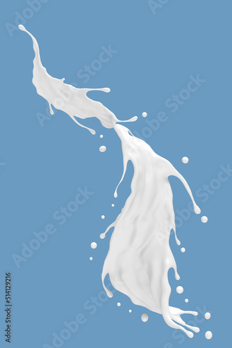 Milk or yogurt splash isolated on  background  3d rendering Include clipping path.